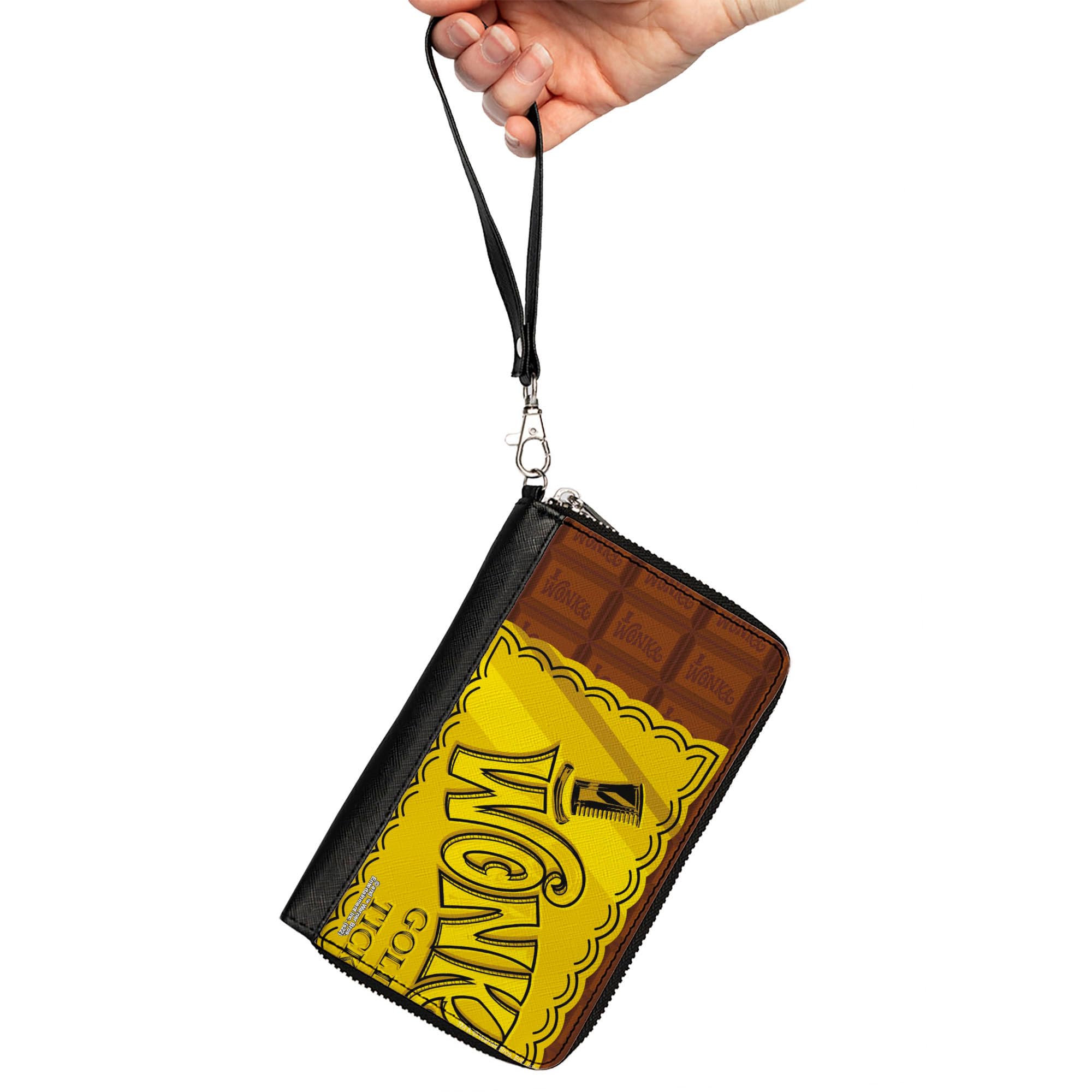 Buckle-Down Movies Wallet, Zip Around, Willy Wonka and the Chocolate Factory Golden Ticket Wonka Bar, Vegan Leather