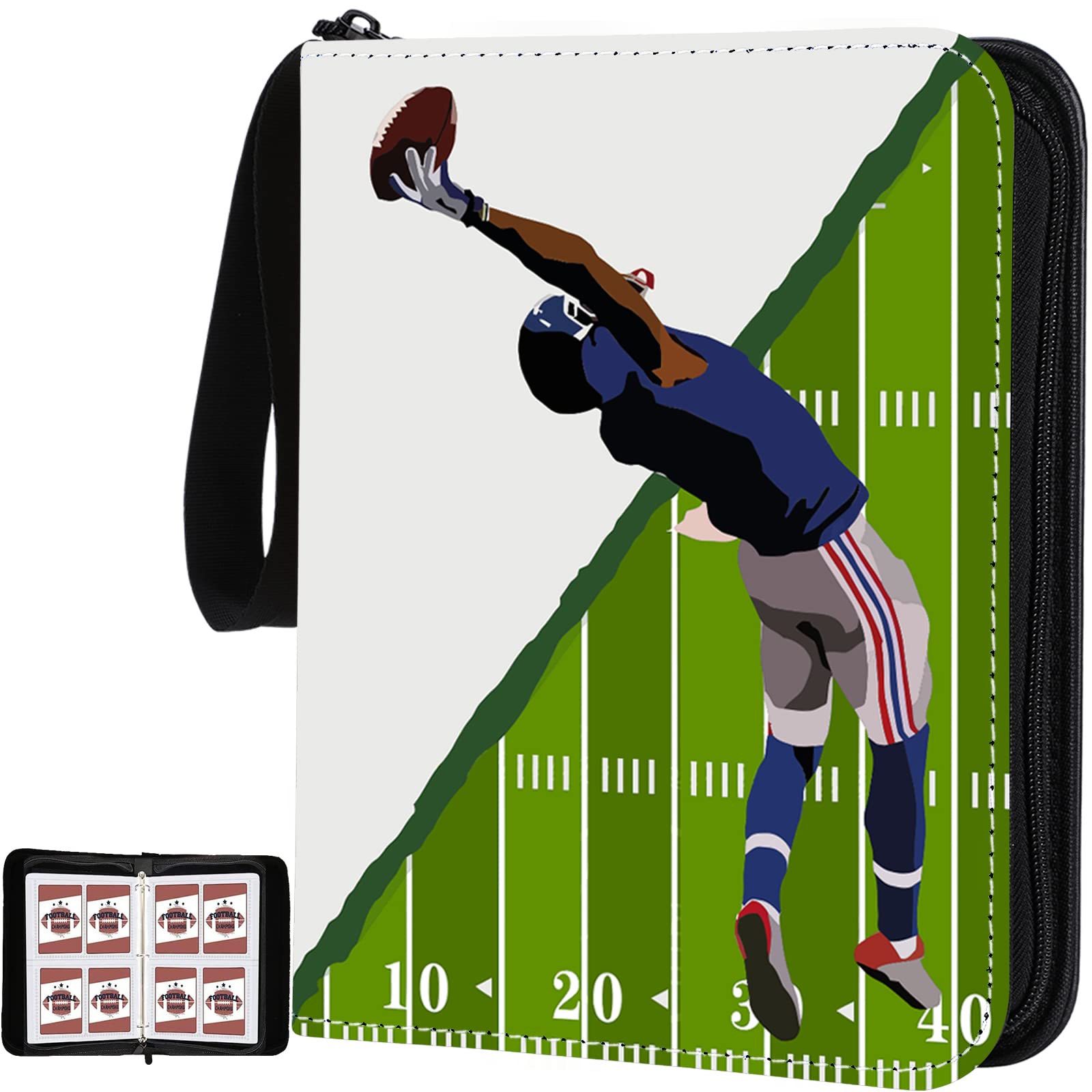 Football Card Binder with Sleeves, 400 Pocket Football Card Holder for Trading Cards Sports Cards Folder Football Collector Album 3-Ring Binder Book Storage Case for Boys and Girls Kids Gift