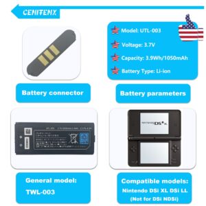 CENIFENX DSi XL Battery, UTL-003 3.7V 1050mAh Replacement for Nintendo DSi XL, DSi LL Game Player Battery, with Repair Tool Kit (Not for Nintendo DSi NDSi DS Lite)