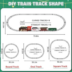 LZZAPJ Train Set for Boys 3-5,Electric Train Tracks Set for Toddlers 2-4 Year Old,Christmas Train Sets for Around The Tree with Smoke, Light & Sounds, Christmas Toy Gifts for Kids Girls Ages 4-8