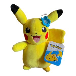 pokemon 8 inch plush officially licensed stuffed animal super soft cuddly toy kids (pikachu (blue flower))