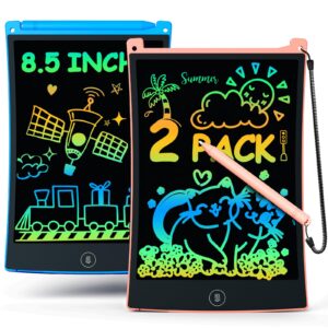 bravokids 2 pack lcd writing tablet with stylus, 8.5 inch colorful doodle board drawing pad for kids, travel games activity learning toys, birthday gift for age 3 4 5 6 7 8 year old boys girls