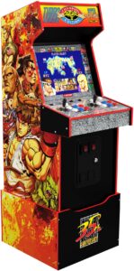 arcade1up capcom street fighter ii champion turbo legacy edition arcade game machine with riser, red, large