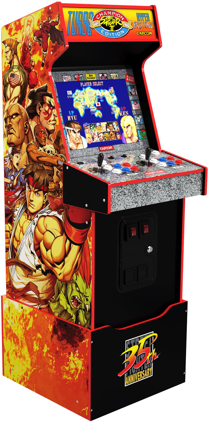 ARCADE1UP Capcom Street Fighter II Champion Turbo Legacy Edition Arcade Game Machine with Riser, Red, Large