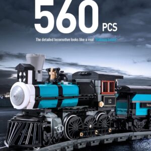 dOvOb TH10 Steam Train Building Kit with Train Track, Collectible Steam Locomotive Engineering Toys Set for Kids and Adult (560 PCS)