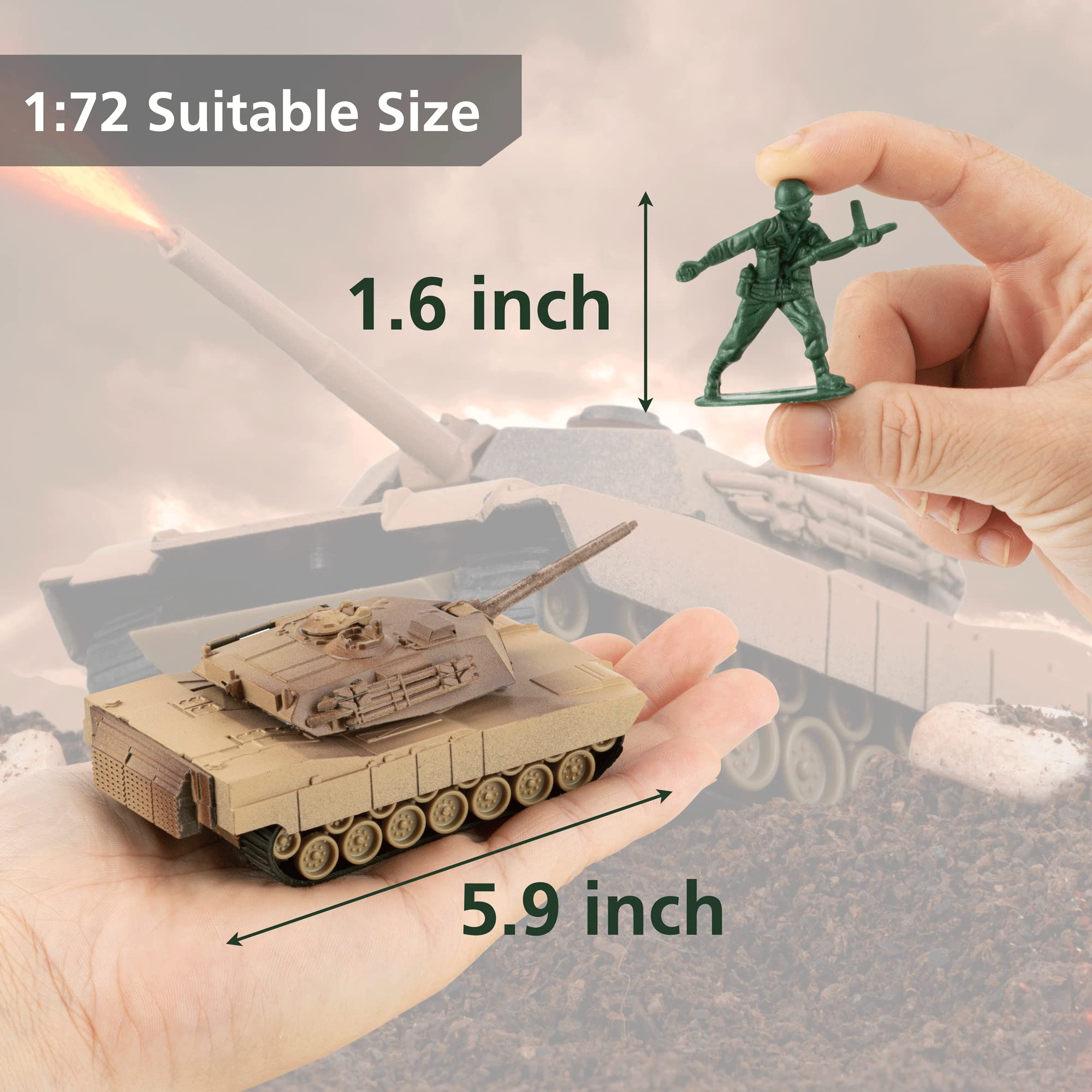 Gresdent WW2 Army Tank and Army Men Toys Playset,2 US M1A2 Tank Models and 10 Toy Soldiers for Kids Boys