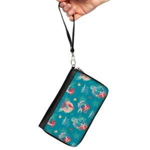 Buckle-Down Disney Wallet, Zip Around, The Little Mermaid Ariel with Flounder and Sebastian Blue, Vegan Leather