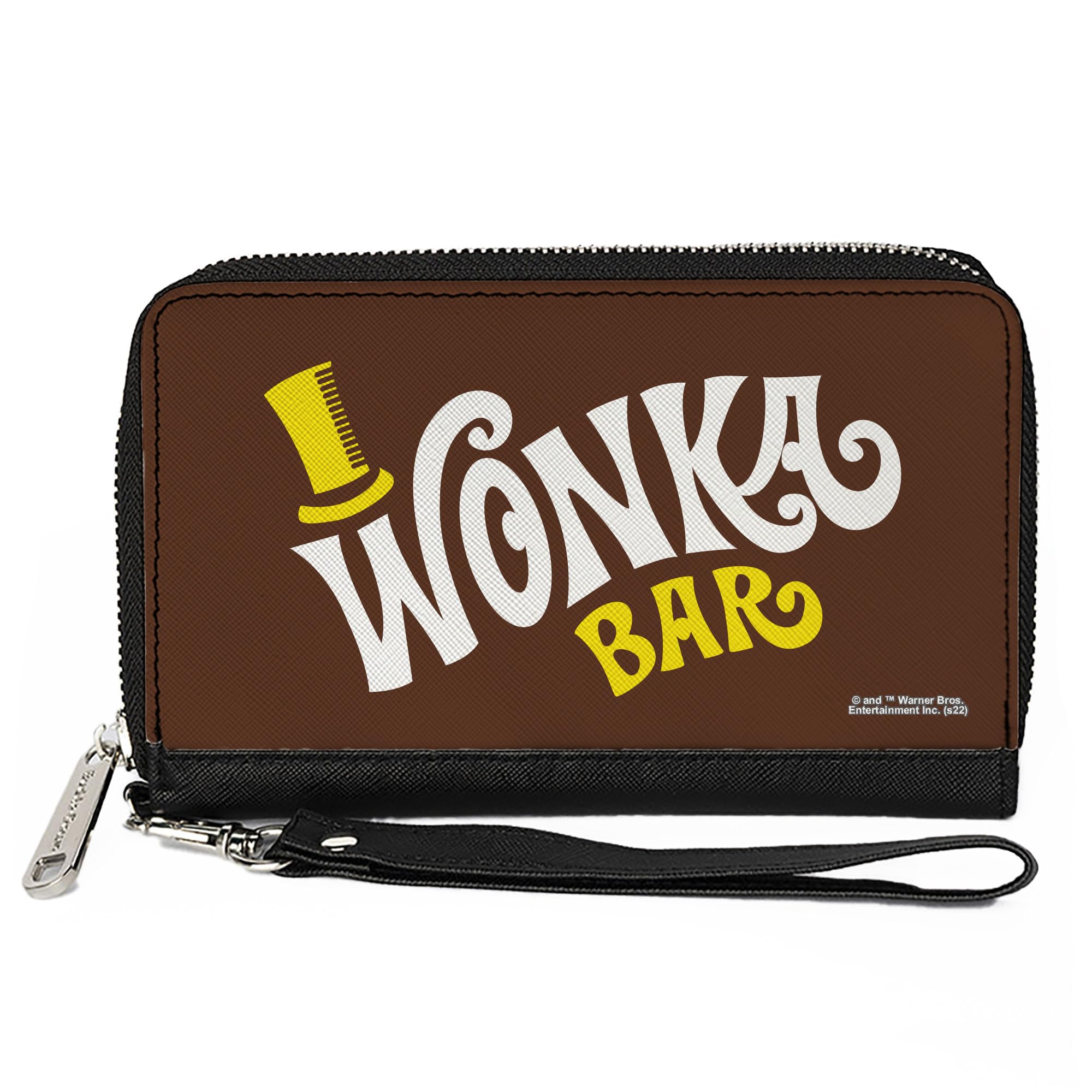 Buckle-Down Movies Wallet, Zip Around, Willy Wonka and the Chocolate Factory Wonka Bar Wrapper Logo, Vegan Leather