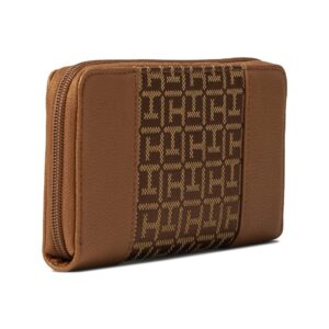 Tommy Hilfiger Antonella II Zip Around Wallet Square Monogram Jacquard Chestnut/Tannin/Red One Size