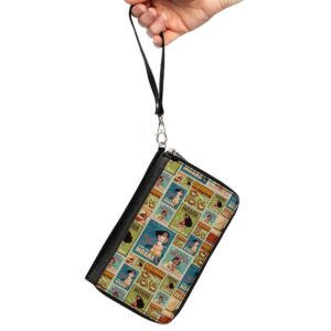 Buckle-Down Disney Wallet, Zip Around, Moana Character Pose Blocks Collage, Vegan Leather