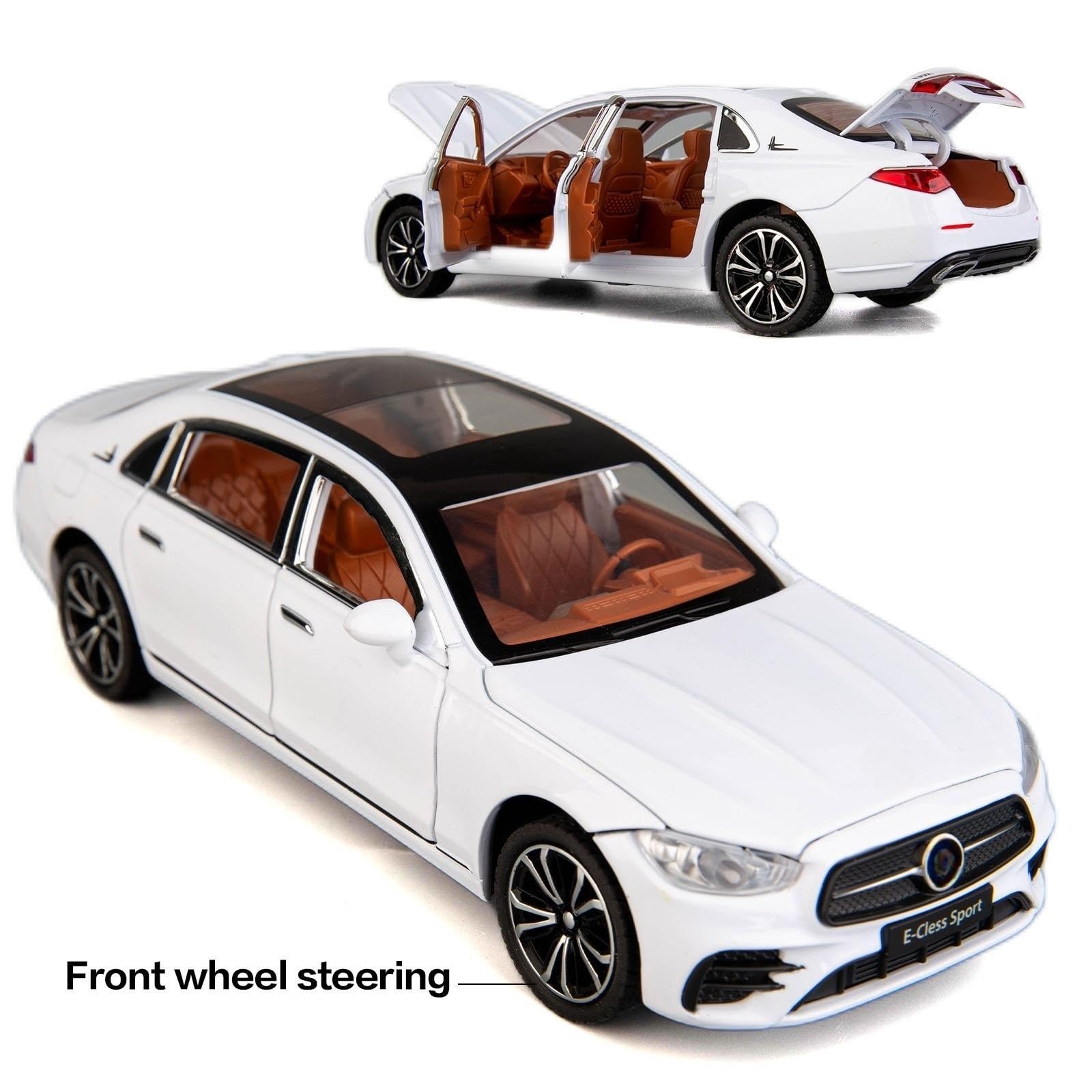 BDTCTK 1/24 Benz E300 Model Car,Zinc Alloy Pull Back Toy Diecast Toy Cars with Sound and Light for Kids Boy Girl Gift(White)