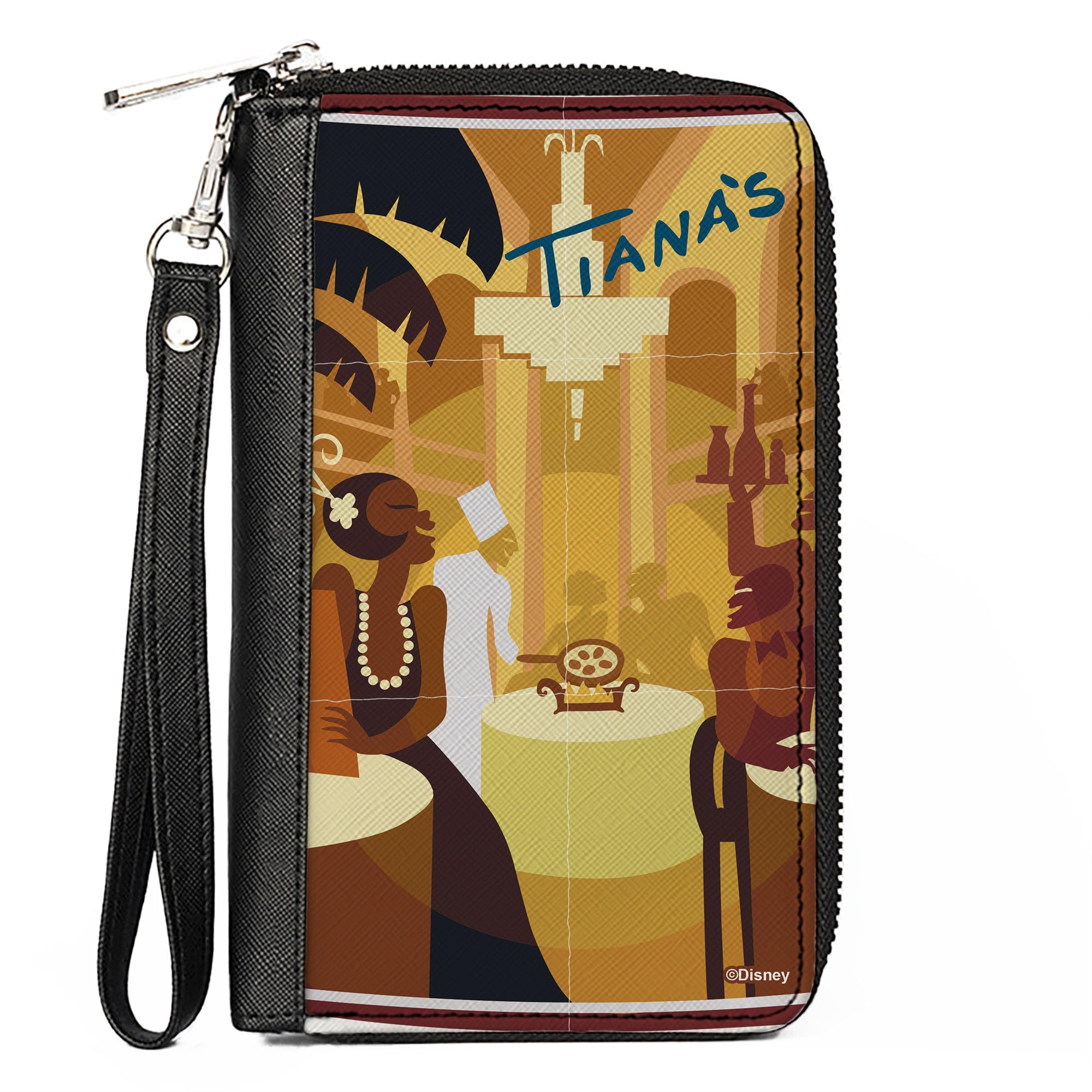 Buckle-Down Disney Wallet, Zip Around, The Princess and the Frog Tianas Place Scene Yellows, Vegan Leather