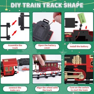 LZZAPJ Train Set for Boys 3-5,Electric Train Tracks Set for Toddlers 2-4 Year Old,Christmas Train Sets for Around The Tree with Smoke, Light & Sounds, Christmas Toy Gifts for Kids Girls Ages 4-8