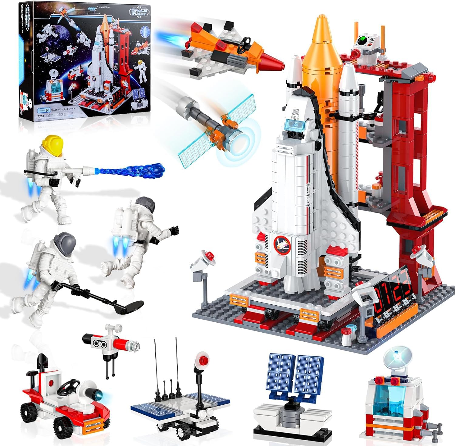 OKKIDY Space Exploration Shuttle Toys, City Aerospace Building Sets Toys for 6 7 8 9 10 11 12 Years Old Kids, 12-in-1 STEM Projects Rocket Building Toy Kit for Kids Boys Girls Aged 6+ (855Pcs)