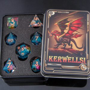 KERWELLSI DND Sharp Edge Dice Set, 7 Piece Resin Dice Set, Polyhedral Dice Set for Dungeons and Dragons Dice, Flower D&D Dice Set, RPG Role Playing D and D Dice D20 D12 D10 D8 D6 D4 with Box