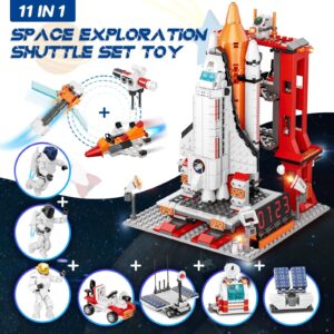 OKKIDY Space Exploration Shuttle Toys, City Aerospace Building Sets Toys for 6 7 8 9 10 11 12 Years Old Kids, 12-in-1 STEM Projects Rocket Building Toy Kit for Kids Boys Girls Aged 6+ (855Pcs)