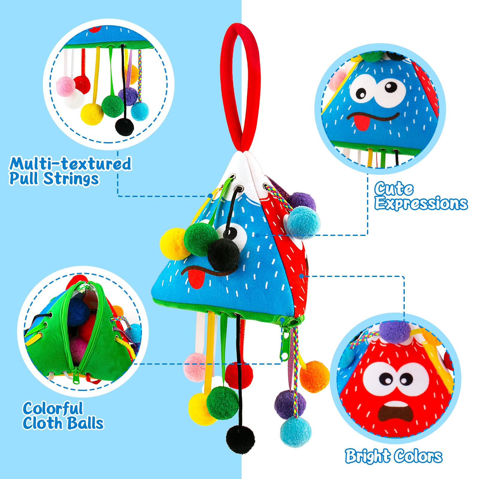 Sensory Toys for Toddlers 1-3 Fine Motor Skills,Developmental Montessori Toys for Babies Activity,Upgraded Pull String Interactive Toys for Boys Girls Birthday Travel Gift,Baby Infant Toys 6-12 Months