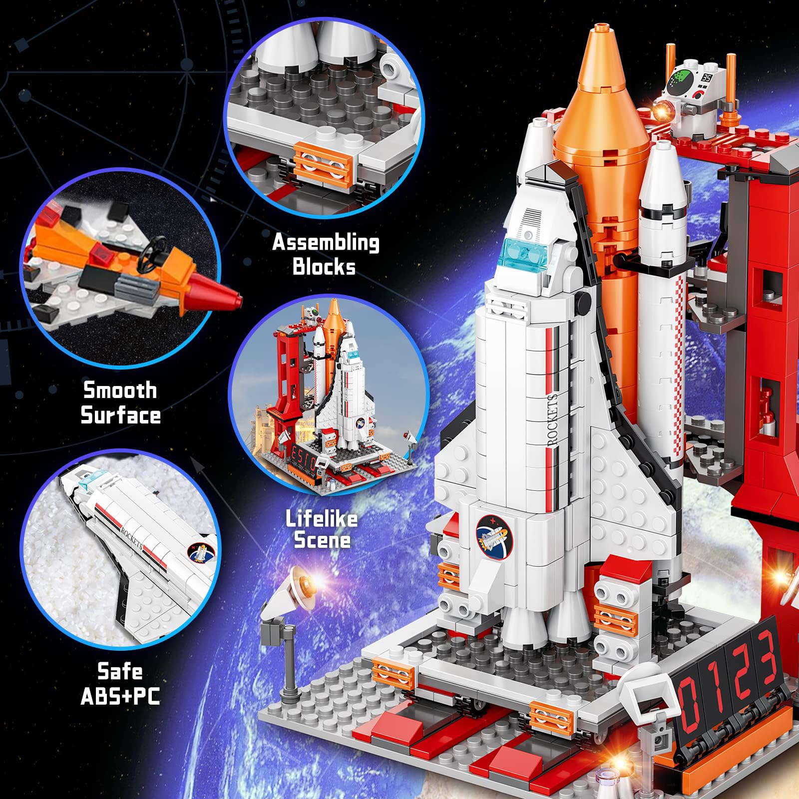 OKKIDY Space Exploration Shuttle Toys, City Aerospace Building Sets Toys for 6 7 8 9 10 11 12 Years Old Kids, 12-in-1 STEM Projects Rocket Building Toy Kit for Kids Boys Girls Aged 6+ (855Pcs)