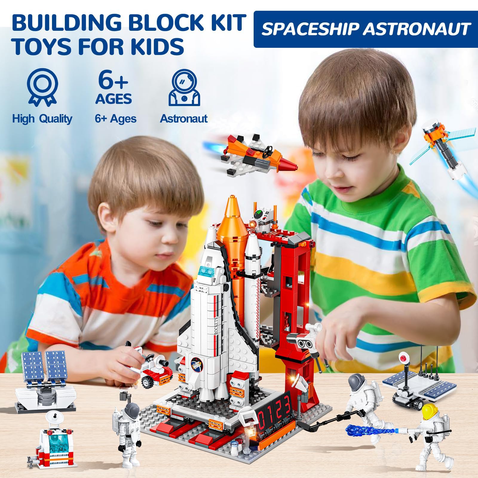 OKKIDY Space Exploration Shuttle Toys, City Aerospace Building Sets Toys for 6 7 8 9 10 11 12 Years Old Kids, 12-in-1 STEM Projects Rocket Building Toy Kit for Kids Boys Girls Aged 6+ (855Pcs)