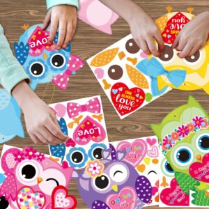 Fancy Land Valentine's Day Craft for Kids Kits Owl Craft Kit for Classroom Home Fun Activities 30 Pack