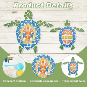 WEBEEDY 2 Set DIY Turtle Mosaic Kit Mosaic Sea Turtle Mosaic Wall Art Turtle DIY Craft Kit for Adults Patio Yard Pool and Garden Decor Crafts for Fun Home Activities