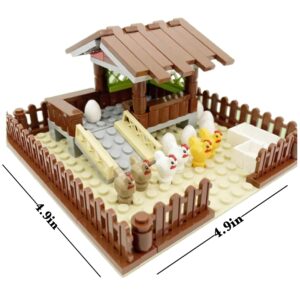 General Jim's Chicken Coop Hen House Modular Building Block Brick Set 122 Piece Set or Addition to Rural Farm Scene Set with All Accessories Shown for Teens and Adults.