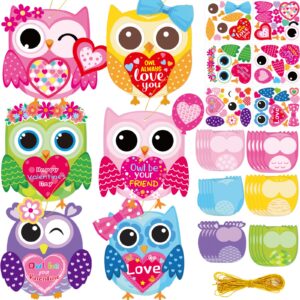 Fancy Land Valentine's Day Craft for Kids Kits Owl Craft Kit for Classroom Home Fun Activities 30 Pack