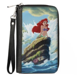 Buckle-Down Disney Wallet, Zip Around, The Little Mermaid Ariel Splash Rock Pose, Vegan Leather