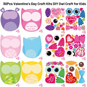 Fancy Land Valentine's Day Craft for Kids Kits Owl Craft Kit for Classroom Home Fun Activities 30 Pack