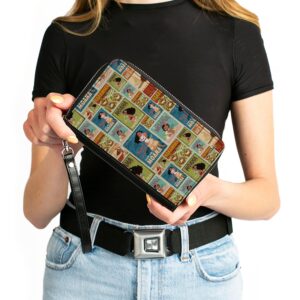 Buckle-Down Disney Wallet, Zip Around, Moana Character Pose Blocks Collage, Vegan Leather