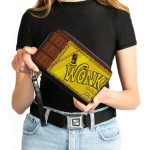 Buckle-Down Movies Wallet, Zip Around, Willy Wonka and the Chocolate Factory Golden Ticket Wonka Bar, Vegan Leather