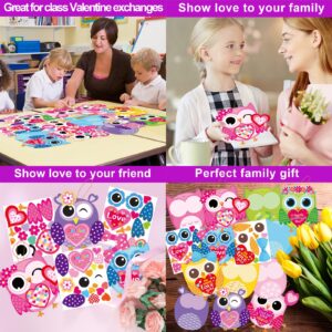 Fancy Land Valentine's Day Craft for Kids Kits Owl Craft Kit for Classroom Home Fun Activities 30 Pack