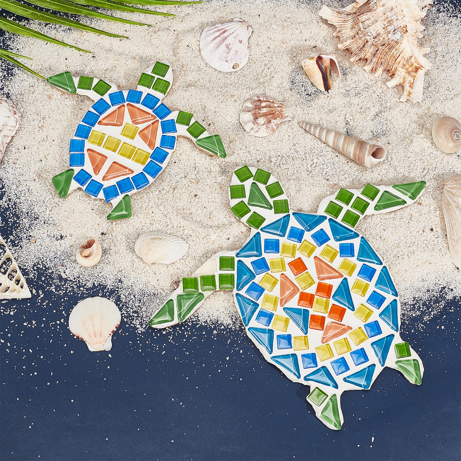 WEBEEDY 2 Set DIY Turtle Mosaic Kit Mosaic Sea Turtle Mosaic Wall Art Turtle DIY Craft Kit for Adults Patio Yard Pool and Garden Decor Crafts for Fun Home Activities