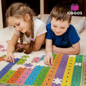 KIGGOS Multiplication Puzzle Chart 22"x22" Math Games for Kids Puzzle for Home School Classroom Kids and Students - 111 Pcs Multiplication Number Puzzle Make Learning Fun and Easy