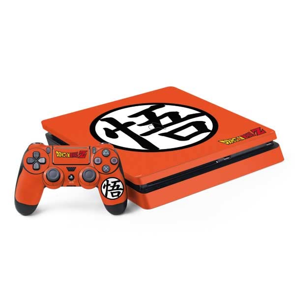 Skinit Decal Gaming Skin Compatible with PS4 Slim Bundle - Officially Licensed Dragon Ball Z Goku Iconic Kanji Symbol Design