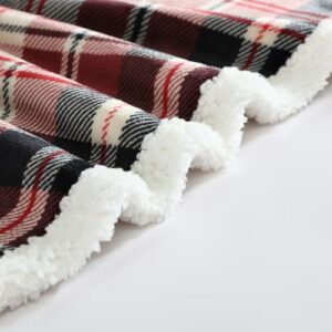 Eddie Bauer- Throw Blanket, Reversible Sherpa Fleece Bedding, Cozy Home Decor (Trailhead Plaid Red, Throw)