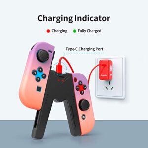 JINGDU Switch Joy-Con Charging Grip Compatible with Nintendo Switch & OLED Model, Play While Charging, Portable V-Shaped Switch Joy-Con Controller Charger with Indicators, Black