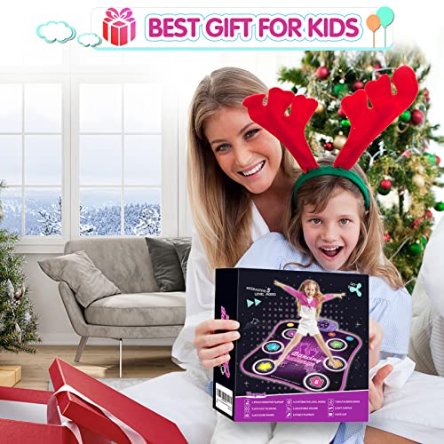 Light Up Dance Mat for Kids, Electronic Music Dance Pad with LED Lights & Wireless Bluetooth Built in Music, Birthday Gifts, Toys for Girl 4-8, 8-12 (Multicolor)