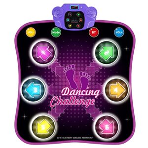 light up dance mat for kids, electronic music dance pad with led lights & wireless bluetooth built in music, birthday gifts, toys for girl 4-8, 8-12 (multicolor)