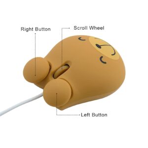 Sokelinn-six Wired Cute Mouse, USB Wired Mause for Kids with Lovely Cartoon Shaped, 1600PDI 3 Buttons Ergonomic Mini Mice for PC Laptop Desktop (Brown Bear)