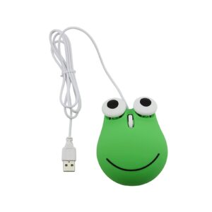 Sokelinn-six Wired Cute Mouse, USB Wired Mause for Kids with Lovely Cartoon Shaped, 1600PDI 3 Buttons Ergonomic Mini Mice for PC Laptop Desktop (Green Frog)