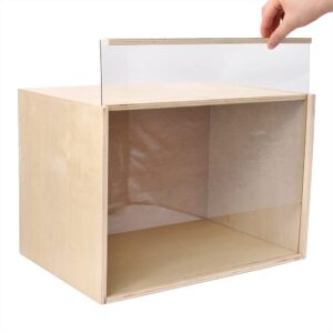 iLAND Large Display Box, Diorama Box, Wooden Display Case for Collectibles, Quick-Build Unfinished 15.7“ x 11” x 11“ with Transparent Front Suitable for Dollhouse, Figures, Diorama