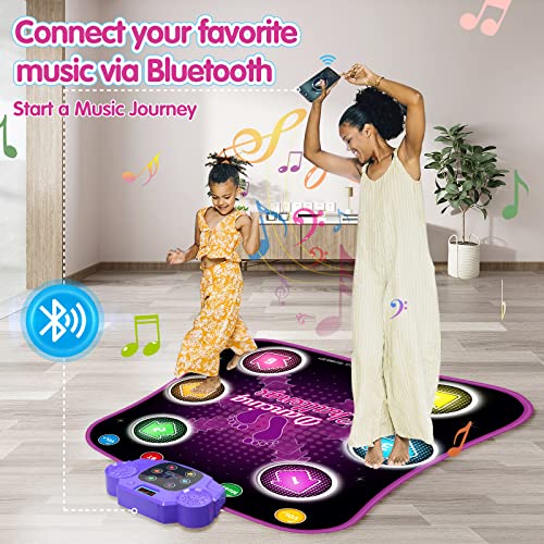 Light Up Dance Mat for Kids, Electronic Music Dance Pad with LED Lights & Wireless Bluetooth Built in Music, Birthday Gifts, Toys for Girl 4-8, 8-12 (Multicolor)