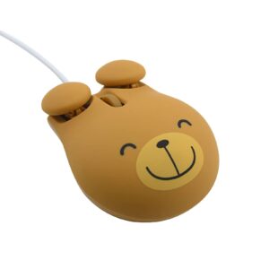 Sokelinn-six Wired Cute Mouse, USB Wired Mause for Kids with Lovely Cartoon Shaped, 1600PDI 3 Buttons Ergonomic Mini Mice for PC Laptop Desktop (Brown Bear)