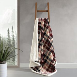 Eddie Bauer- Throw Blanket, Reversible Sherpa Fleece Bedding, Cozy Home Decor (Trailhead Plaid Red, Throw)