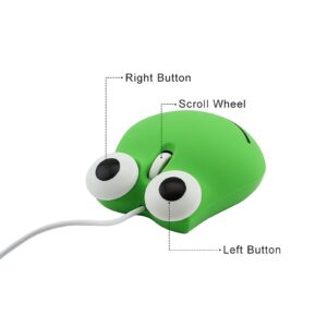 Sokelinn-six Wired Cute Mouse, USB Wired Mause for Kids with Lovely Cartoon Shaped, 1600PDI 3 Buttons Ergonomic Mini Mice for PC Laptop Desktop (Green Frog)