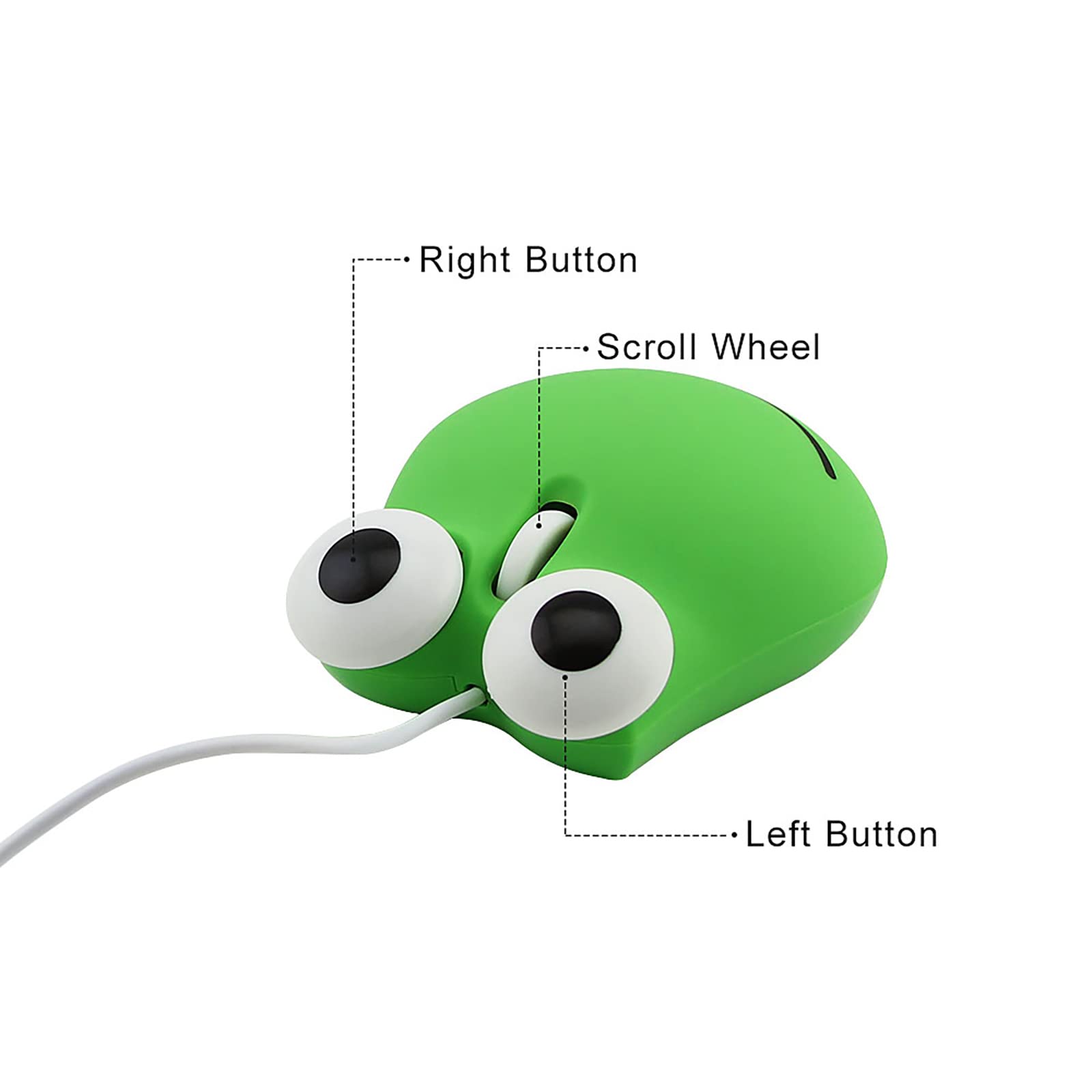 Sokelinn-six Wired Cute Mouse, USB Wired Mause for Kids with Lovely Cartoon Shaped, 1600PDI 3 Buttons Ergonomic Mini Mice for PC Laptop Desktop (Green Frog)