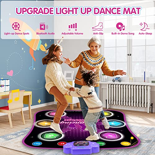 Light Up Dance Mat for Kids, Electronic Music Dance Pad with LED Lights & Wireless Bluetooth Built in Music, Birthday Gifts, Toys for Girl 4-8, 8-12 (Multicolor)