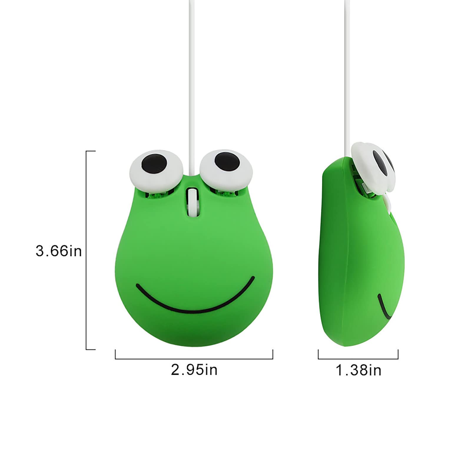 Sokelinn-six Wired Cute Mouse, USB Wired Mause for Kids with Lovely Cartoon Shaped, 1600PDI 3 Buttons Ergonomic Mini Mice for PC Laptop Desktop (Green Frog)