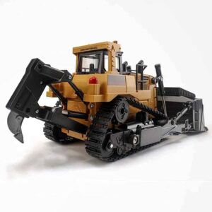 QIYHBVR Remote Control Bulldozer 1/16 RC Front Loader Tractor Toy 2.4Ghz RC Construction Vehicles RC Dozer Toys for Boys Adults, 9 Channel Track Dozer Cars with Light & Sound for Kids